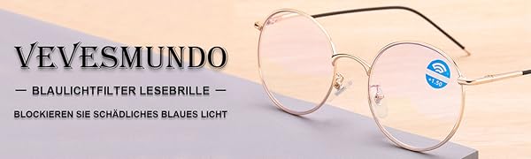 Blaulichtfilter Runde Retro Lesebrille Herren Damen Metall Moderne Klar Lesehilfe Sehhilfe Brillen