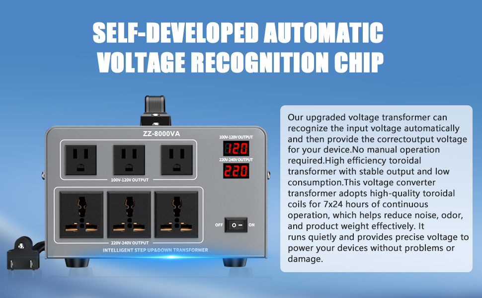 8000 Watt Voltage Converter Transformer Heavy Duty Step Up/Down AC 110V/120V/220V/240V