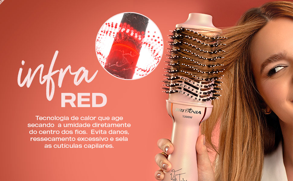 Escova Secadora Britânia Bivolt 1300W 4 em 1 Infrared BES36 Viih Tube