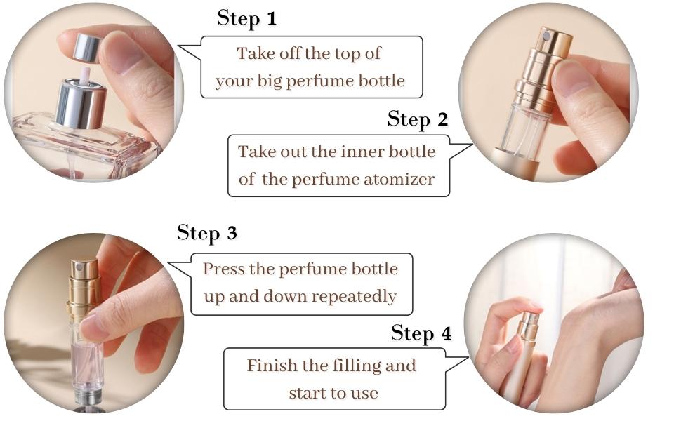 AlxMuNao Refillable Perfume Bottle Atomizer for Travel, Portable Easy
