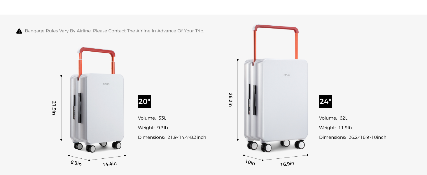 TUPLUS BALANCE Hardside Luggage with Double Spinner Wheels, USB Charging Port, Carry-On 20-Inch, Quiet, TSA Lock Suitcase 42 BALANCE