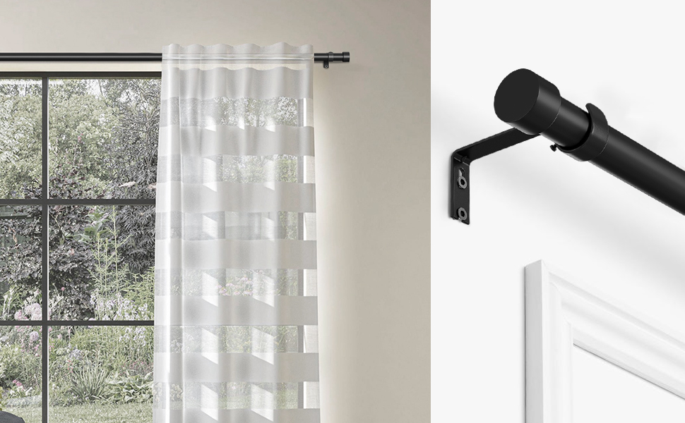 TDZWIN 2 Pack Black Curtain Rods for Windows 72 to 144 Inch