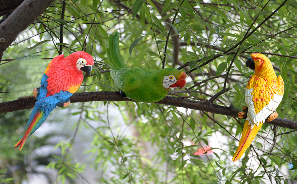 Sunnyway Resin Parrot Hanging Garden Statues 12 Inch 1 Pair