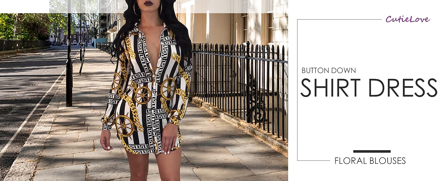 Women's Sexy Floral Blouses Loose Long Sleeve Button Down Tops  1