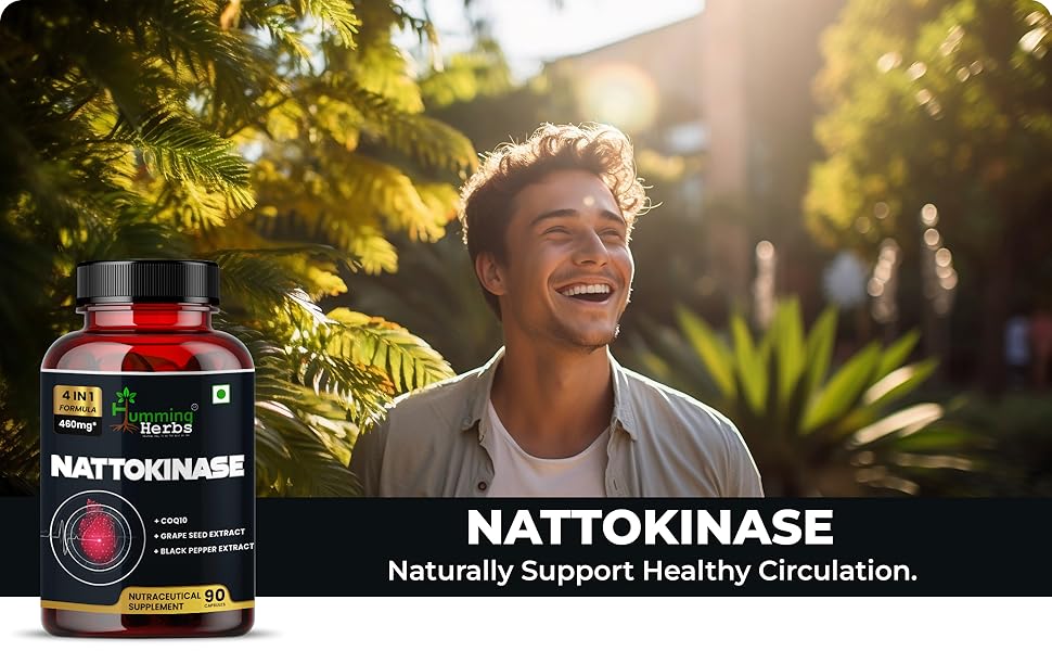 hummingherbs nattokinase supplement coq10 circulation support blood flow heart health 90 capsules 