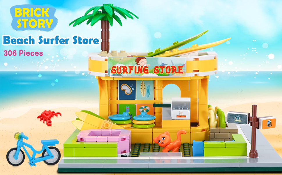 Amazon.com: BRICK STORY Beach Surfer Shop Building Blocks