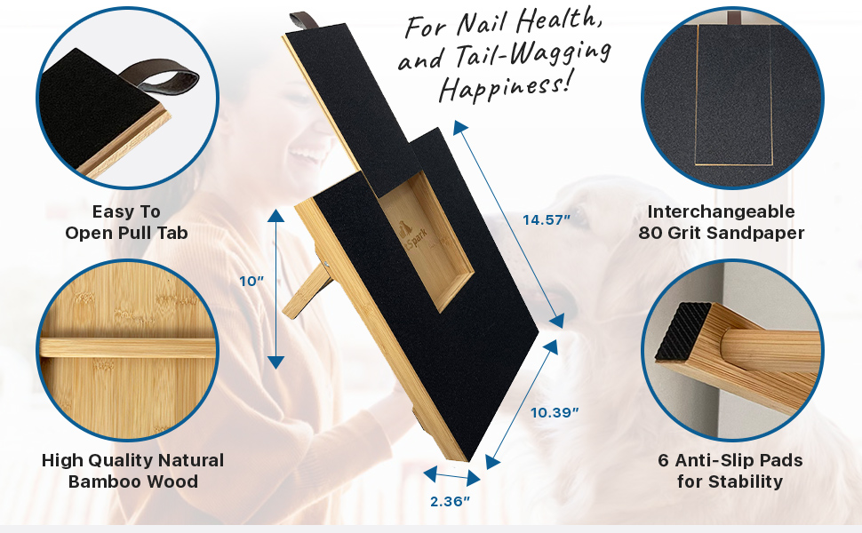 PetSpark Dog Nail Scratch Board Natural Bamboo Scratch Pad with Treat