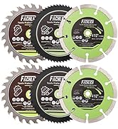 FACHLICH 4-1/2" Circular Saw Blades Set,6pcs HSS/TCT/Diamond Saw Blades for Cutting Wood Metal Pl...