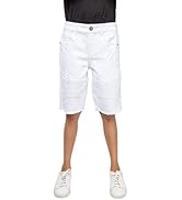 X RAY Kids Moto Biker Jean Shorts Slim Fit Boys Denim Shorts Stretch Washed Distressed