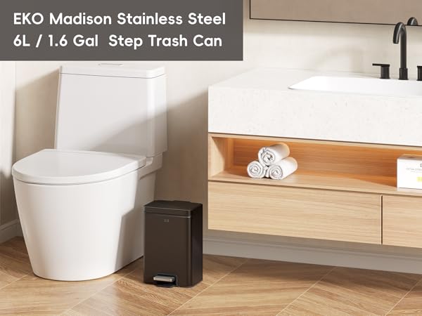 Amazon.com: EKO Madison Matte Black 6L / 1.6 Gal Bathroom
