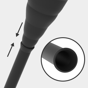 The Female Urinal with extension tube can direct liquid further away from body