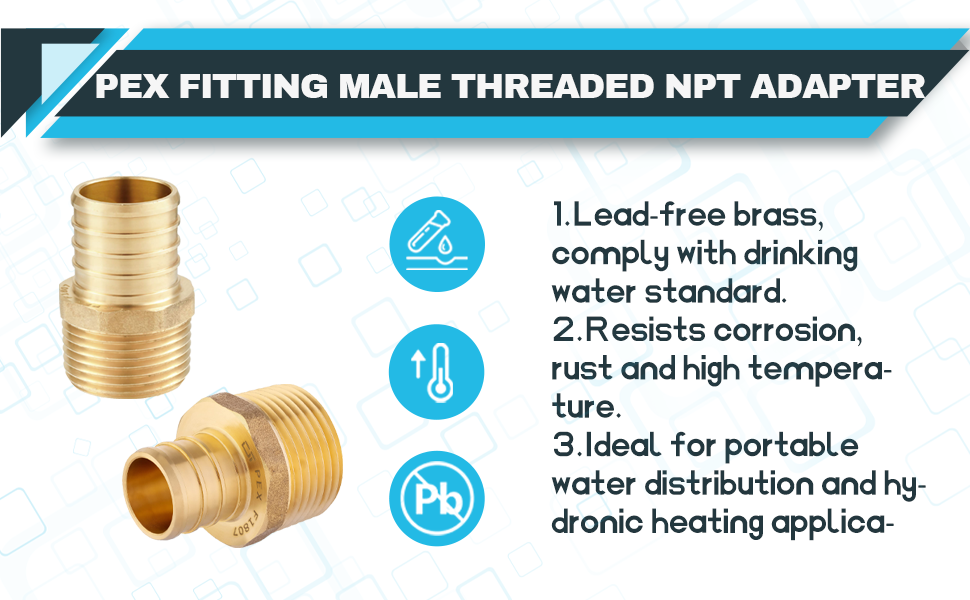 Seelink (30Pack) PEX Fittings, Pex 1/2"x1/2" Male Threaded