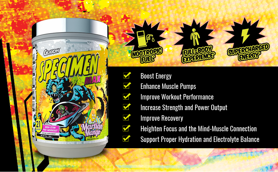 Glaxon Specimen Max High Stim PreWorkout 400mg Caffeine