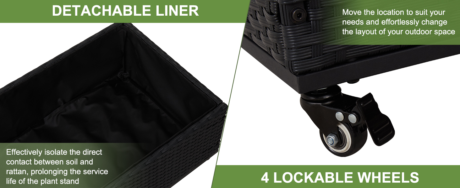 Kinfant Set of 2 Rattan Garden Raised Bed, Outdoor Wicker