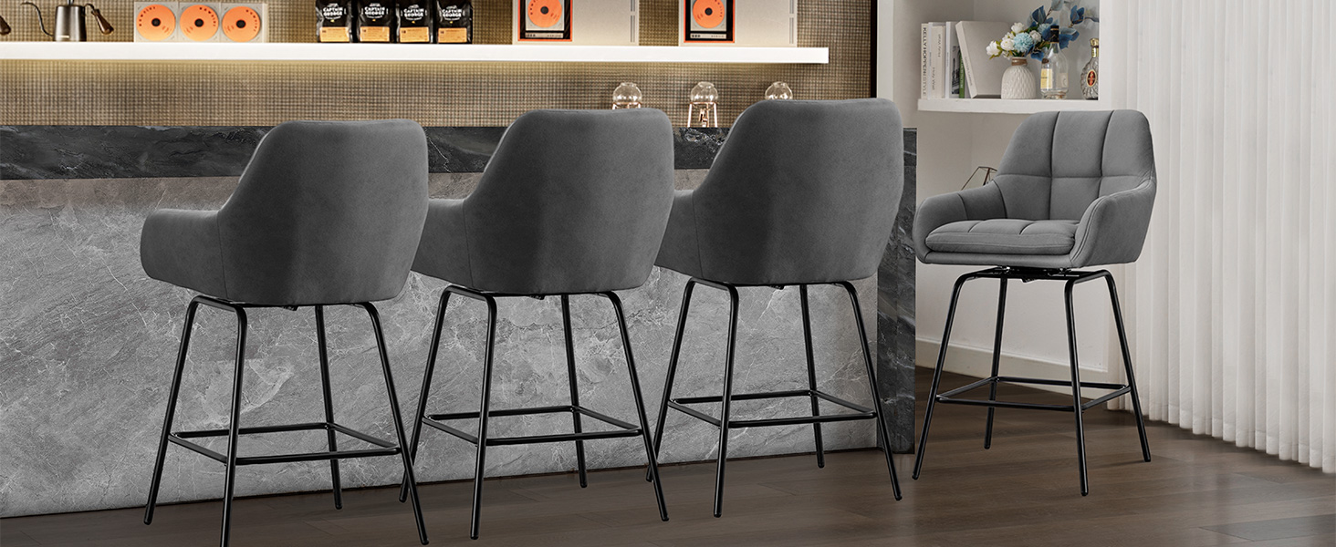 obmedin Counter Height Swivel Bar Stool Set of 4, 26" H
