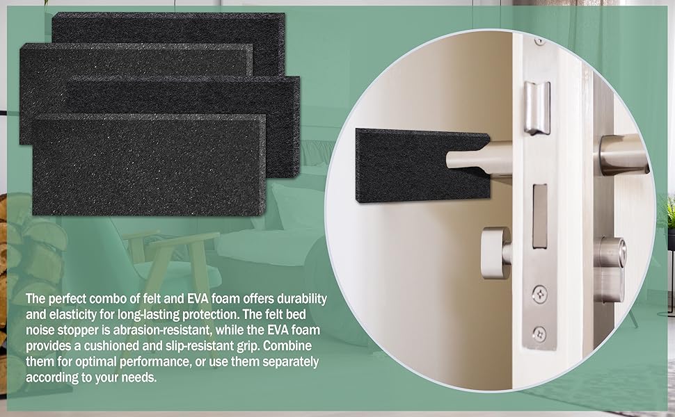 13Ft Bed Stoppers for Headboard, 6.5Ft Felt Wall Noise Stoppers + 6.5Ft Eva Foam Furniture Pads