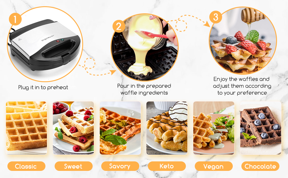 Aigostar Waffle Maker Waffle Iron Machine with NonStick Coating