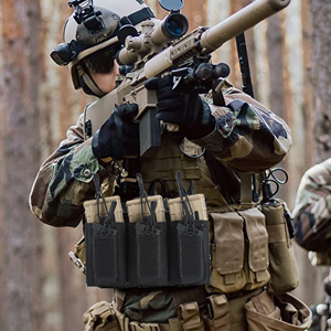 Tactical Triple Stacker Open Top M4 Kangaroo Rifle Magazines and Pistol Mag Pouch