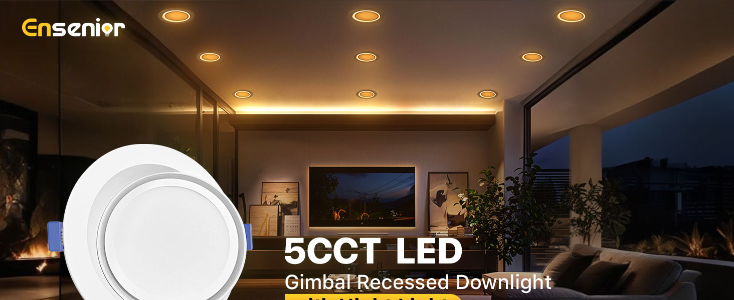 6 inch gimbal led recessed light with night