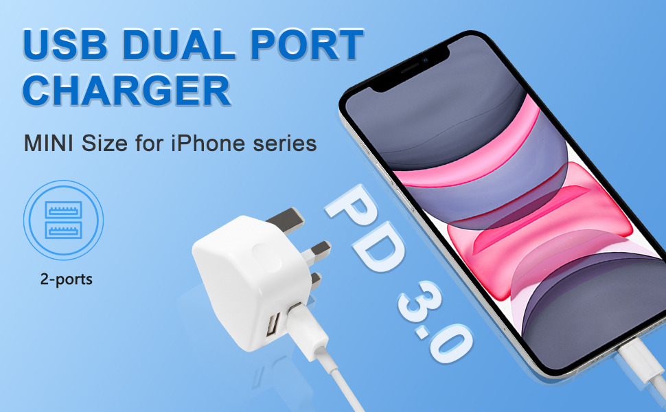 iPhone Charger Plug And Cable,Dual Port iPhone Fast Charger With 2M