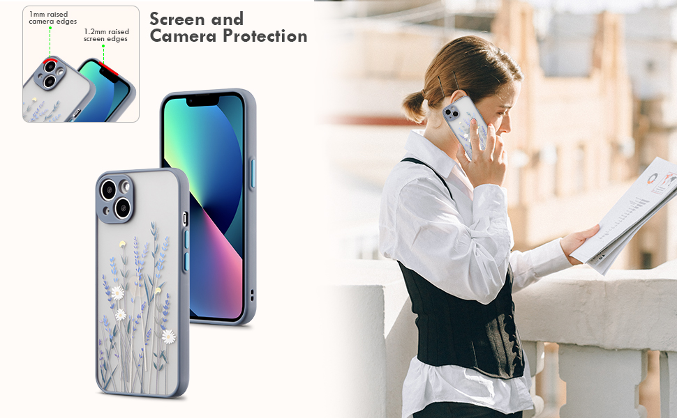 ZTOFERA Compatible with iPhone 13 Case Clear, AntiScratch 3D Floral Pattern Frosted Case for