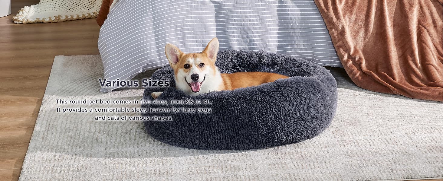 Bedsure Dog Bed Small Donut Dog Beds for Small Dogs, Fluffy Puppy Bed