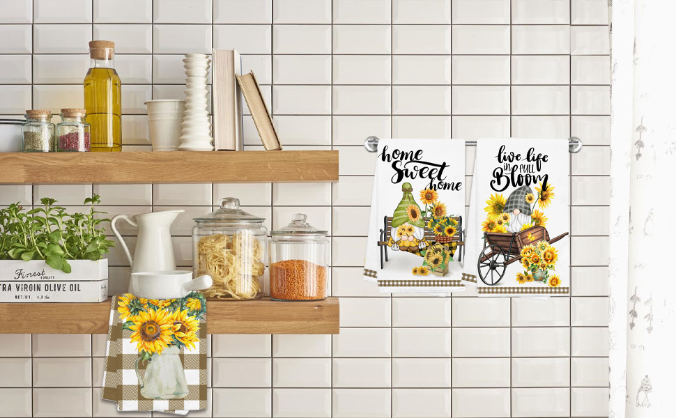 Pinata Sunflower Kitchen Towels Set of 4Gnome Bee