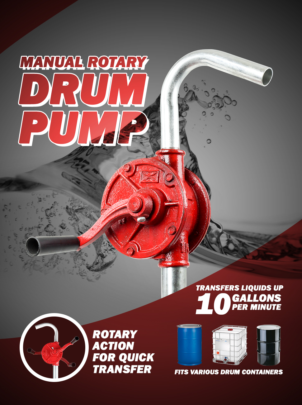 TERA PUMP TRWS25 Dual Directional Cast Iron Rotary Hand