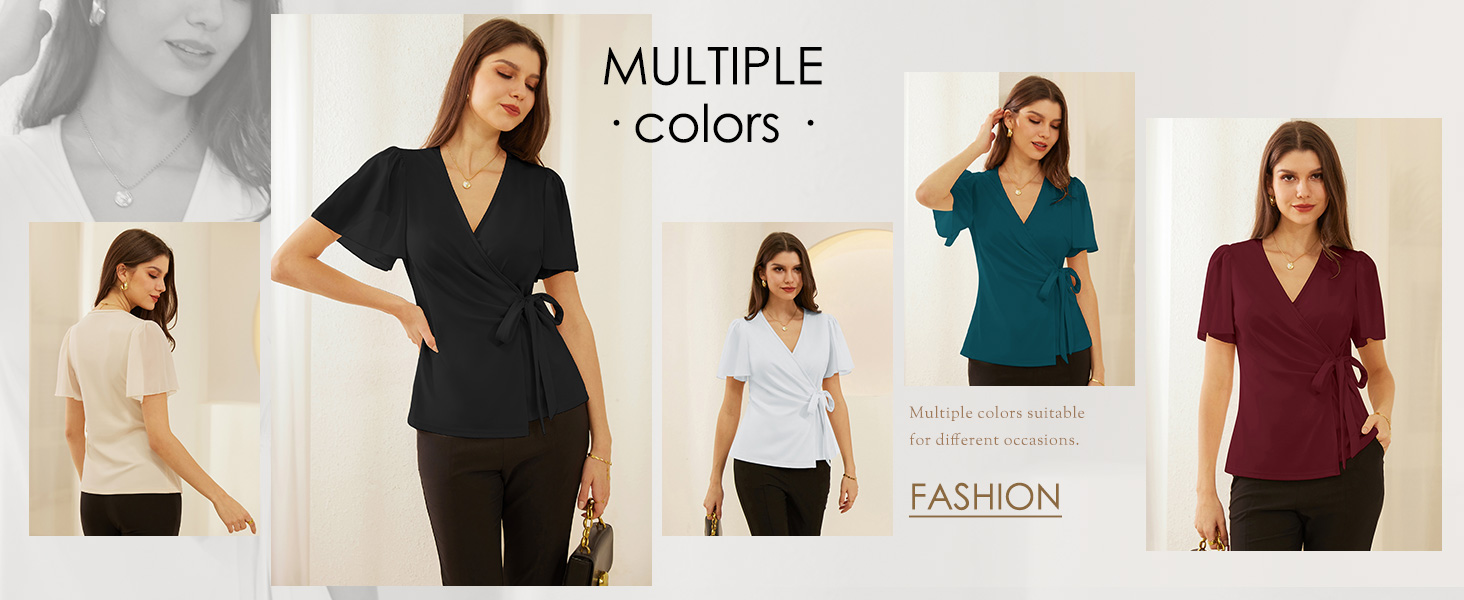 Short Sleeve Flutter Chiffon Blouse