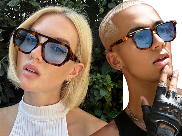 happy❁︎favori  Amazon.com: SDINM Trendy Blue Aviator Sunglasses for Women