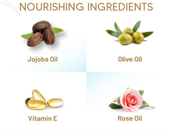 Made with Nourishing ingredientsjojoba oil, olive oil, Vitamin E, and Rose oil.