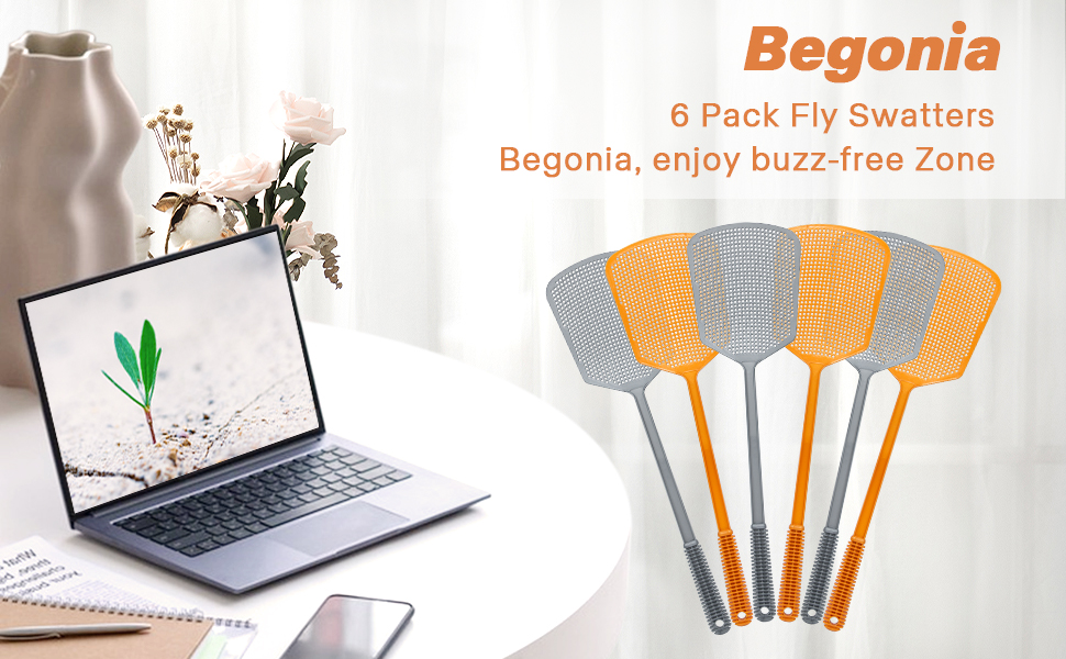 Fly SwattersBegonia 6pack Heavy Duty Fly Swatters with