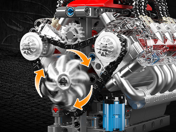 Mould King V8 Engine Model Kit for Adults - 487+ PCS Build Your Own Visible Mini V8 Engine