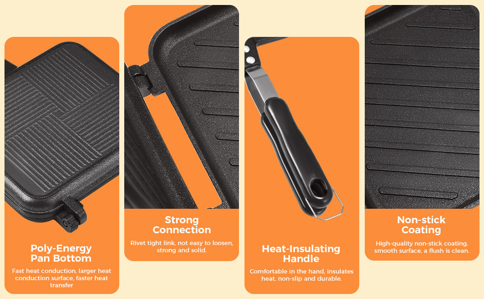 Toasted Sandwish Maker, Double Sided Stovetop Toasted Maker Baking Pan