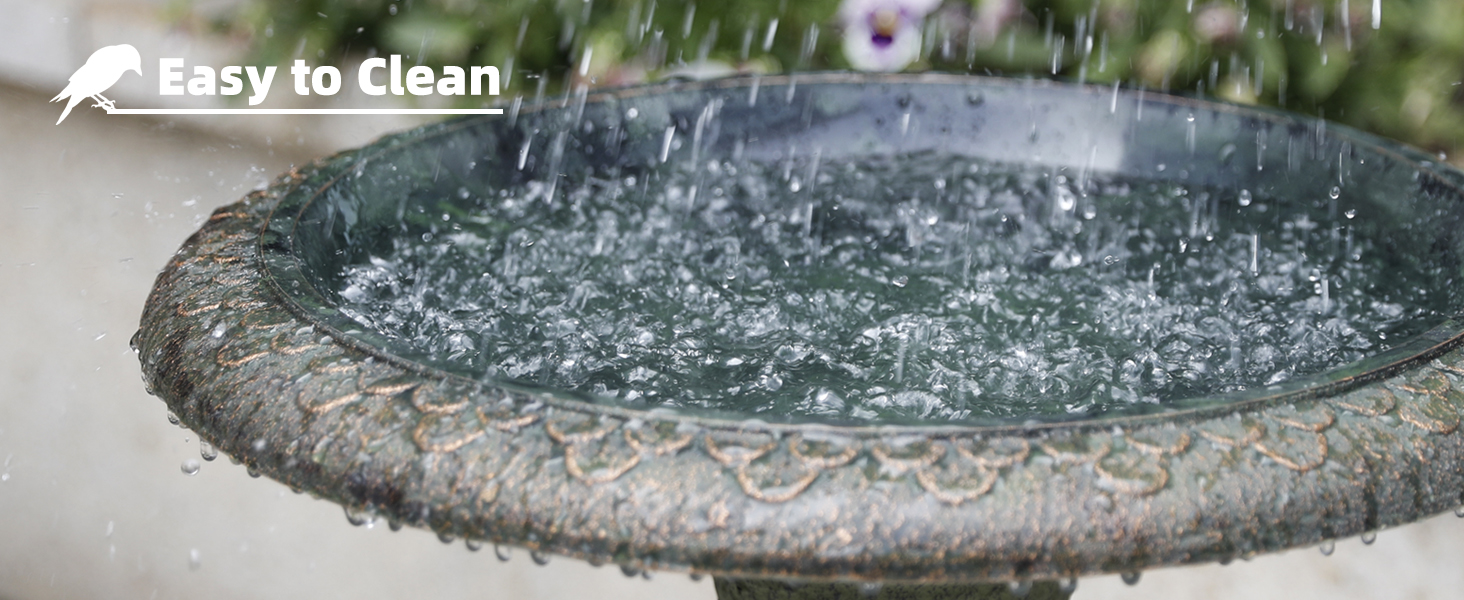 Fiberclay Standing Wild Bird Bath Imitating Marble