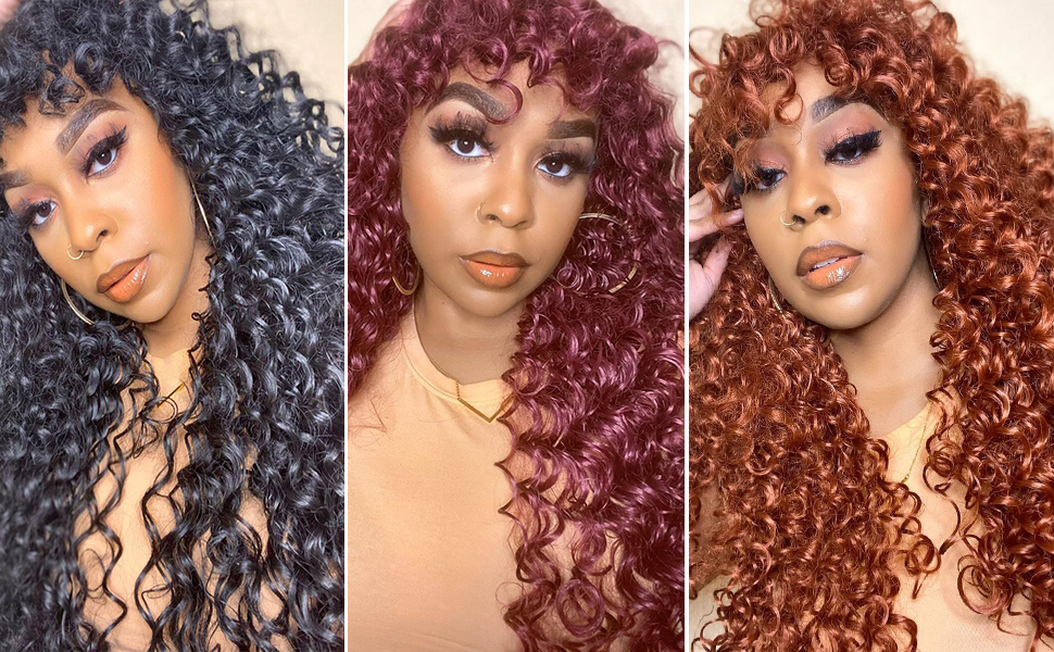 curly wigs with bangs