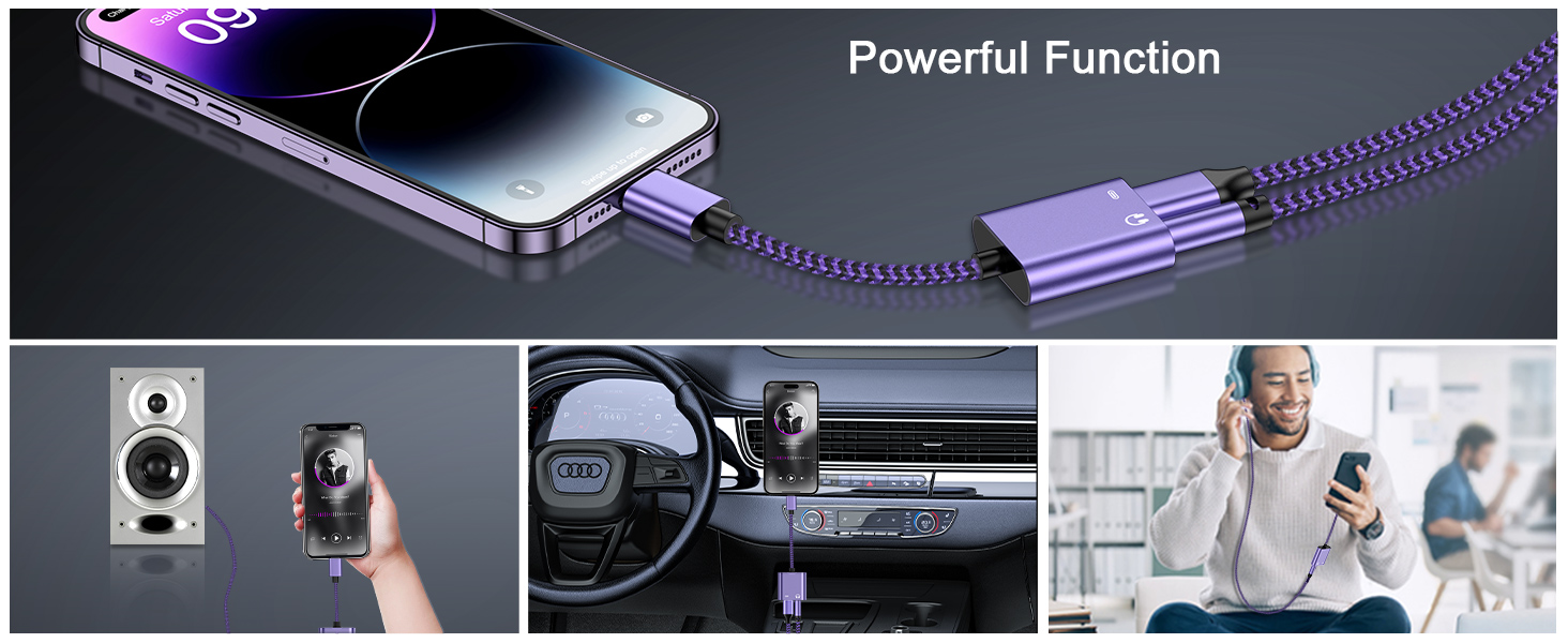 Lightning to 3.5mm 2 in 1 Headphone Audio and charger splitter