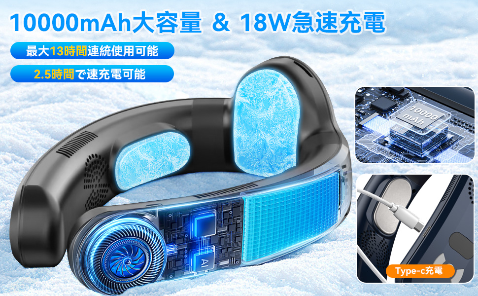 【2025 夏革新モデル・1秒氷感冷却・冷暖両用】Pvmn ネッククーラー Amazon | ネッククーラー 首掛け扇風機 【2025夏革新モデル