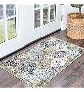 KILOCOCO Moroccan Small Area Rug 2x3, Entry Rug Non-Slip Washable Indoor Door Mat Vintage Floral ...