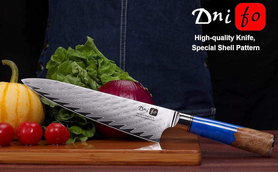 Dnifo Chef Knife, Damascus VG10 Steel 8 inch Professional