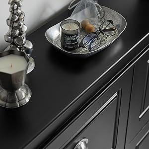 SoBuy FSR79-SCH Schuhschrank Mit 4 Klappen Schuhregal Schuhkipper Mit 8 Ablageflächen Schuhkommode Schuhablage Schwarz BHT Ca.: 105x82x24cm 15 1