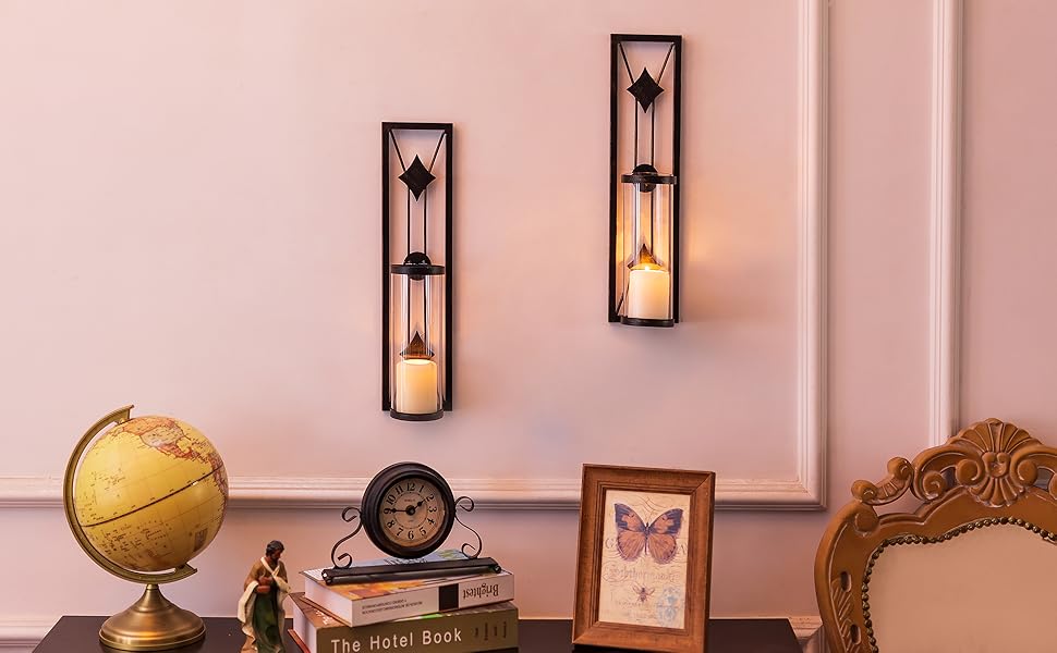 Sziqiqi Candle Sconces Wall Decor Black Candle Holder for