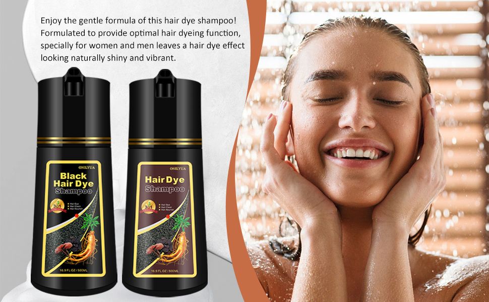 Dark Brown Hair Dye Shampoo 3 in 1, Natural Hair Color