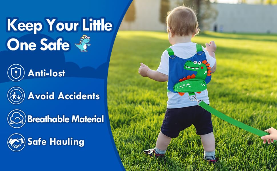 Lehoo Castle Toddler Reins for Boys, 4in1 Dino Baby Reins Walking