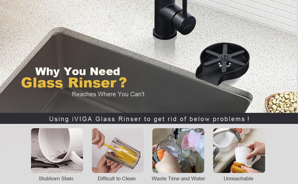 iVIGA Glass Rinser for Kitchen Sink, Gold Glass Cleaner
