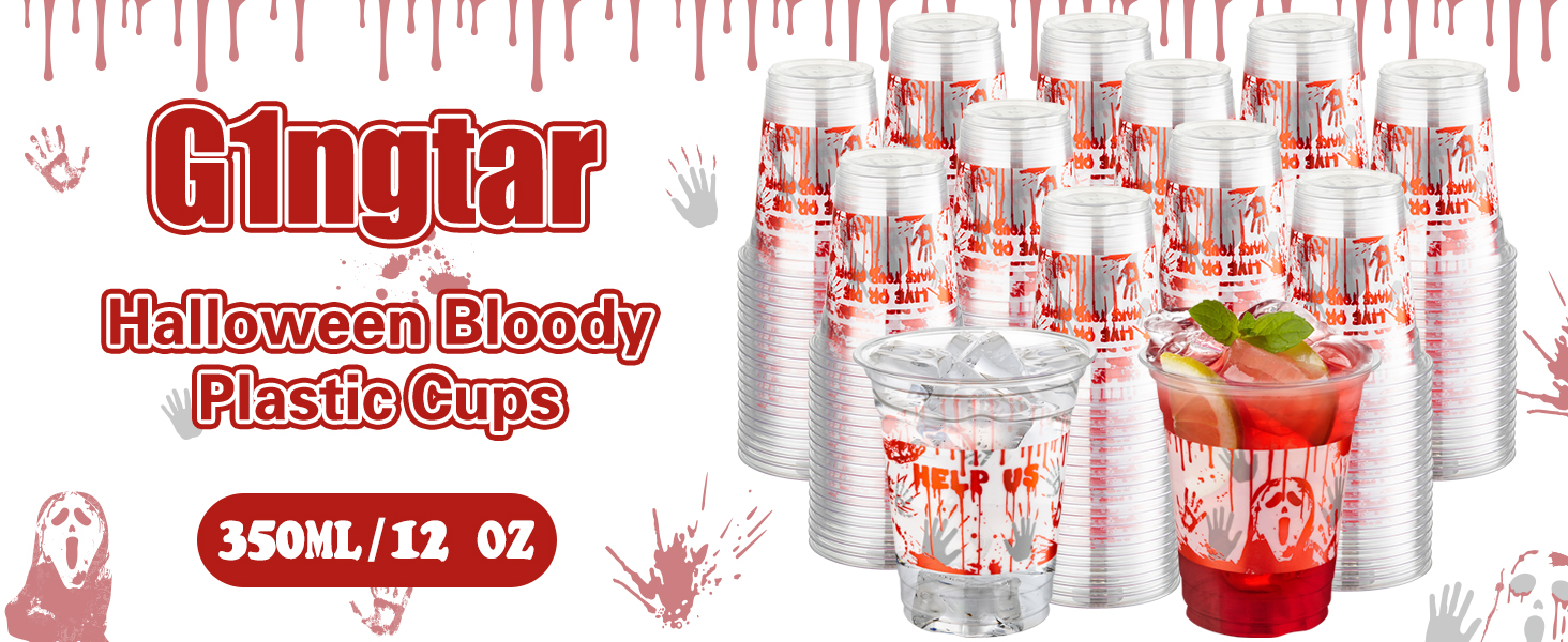 50Pcs Bloody Halloween Party Plastic Cups