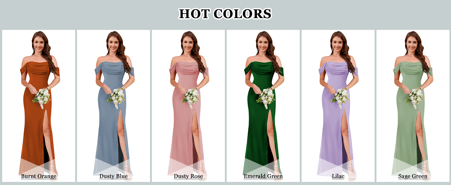 BOLENSYE Formal Dresses for Women Off the Shoulder Chiffon Evening Gown 