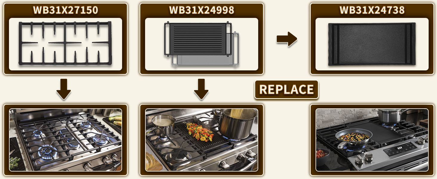 Upgraded WB31X24738 for Ge Stove Griddle Replacement Non