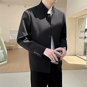 Amazon | [KSLAT] 立ち襟ジャケット メンズ チャイナー風