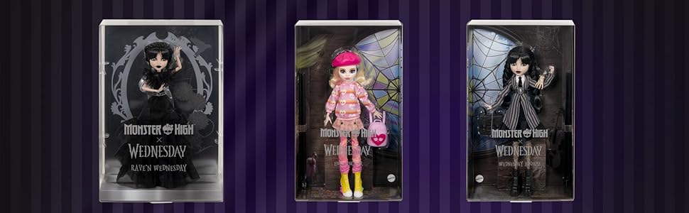 Monster High Wednesday Doll, Rave'N Wednesday Collectible in